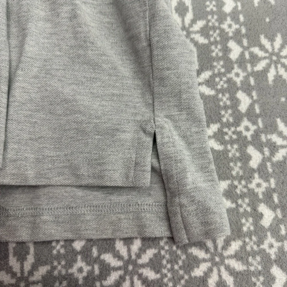 Lands End Men's Long Sleeves‎ Polo XL Gray Textured Stretch Casual Preppy
